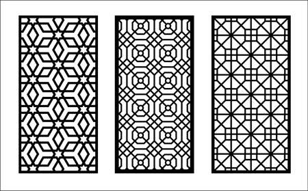 Cnc decorative pattern, jali design, interior element. Islamic , arabic laser cut kit bundle. Shade screen, privacy fence template. Laser cut vector panel, screen, fence, divider.のイラスト素材