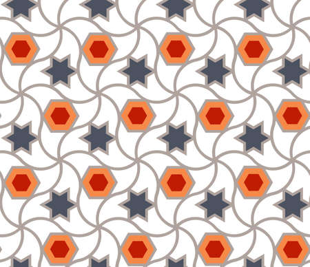 Orange and grey arabic pattern. Color geometric arabic vector texture for cloth, textile, wrapping,...