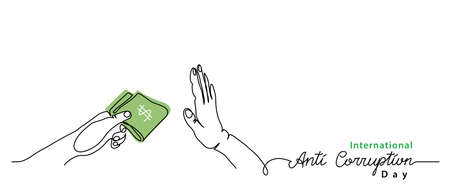 International Anti Corruption Day banner, poster, background. Simple vector line art with text Anti Corruption.のイラスト素材
