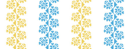 Ukrainian vector pattern in yellow and blue flag colors. Traditional floral folk ethnic ornament for...