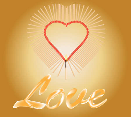 Heart from matches with an inscription Loveのイラスト素材