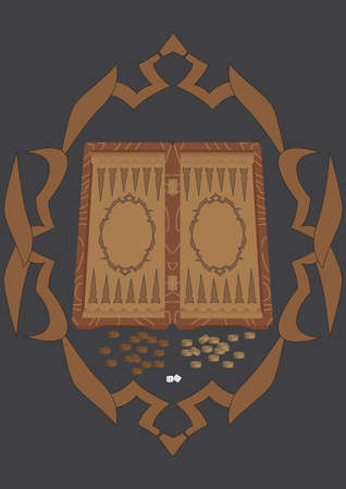 Field for game in backgammon with cubesのイラスト素材