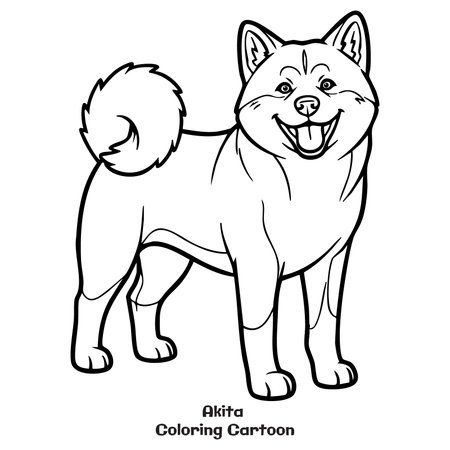 Akita. Coloring book for children. vector illustrationのイラスト素材