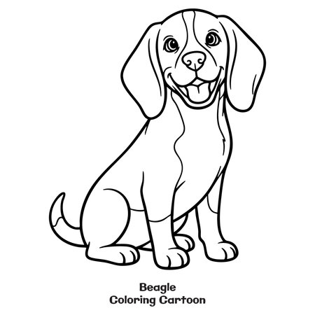 Beagle dog coloring page for children and adults. Vector illustration.のイラスト素材