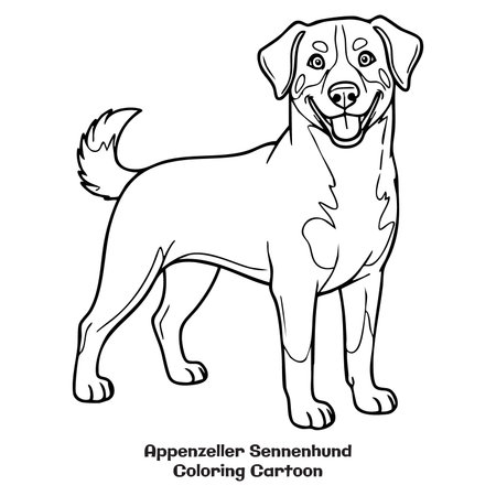 Cartoon dog coloring page. Vector illustration of a dog coloring page.のイラスト素材