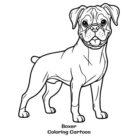 Boxer dog. Coloring book for children. Vector illustration.のイラスト素材