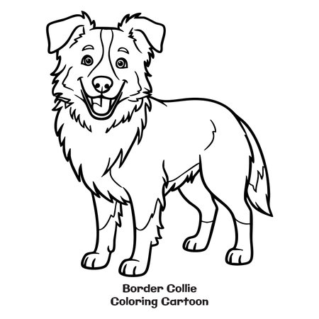 Vector illustration of a cute Border Collie. Coloring book for children.のイラスト素材