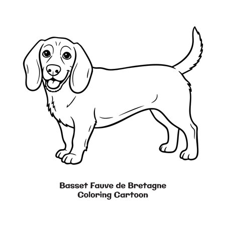 Basset Fauve de Bretagne dog coloring book for children. Vector illustration. Cartoon style.のイラスト素材