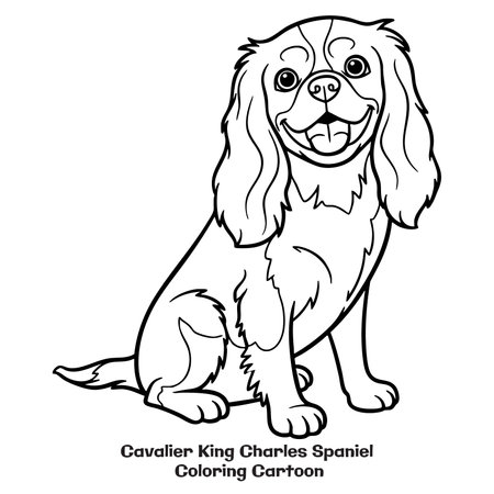 Cavalier King Charles Spaniel. Coloring book for children.のイラスト素材