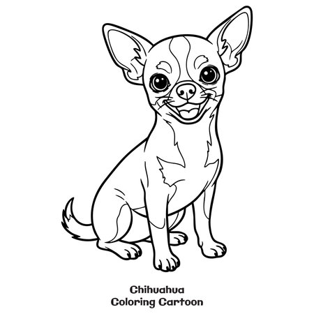 Chihuahua cartoon vector illustration. Coloring book for children.のイラスト素材