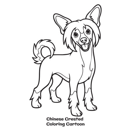 Chinese Crested Dog. Coloring book for children. vector illustrationのイラスト素材