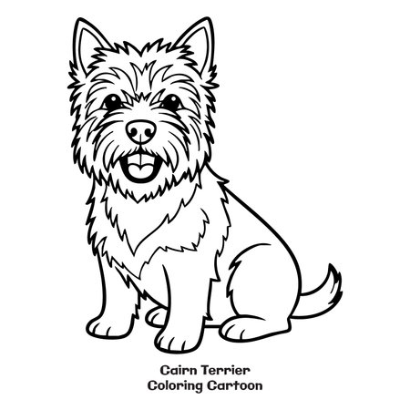 Cartoon Illustration of Cairn Terrier for Coloring Bookのイラスト素材