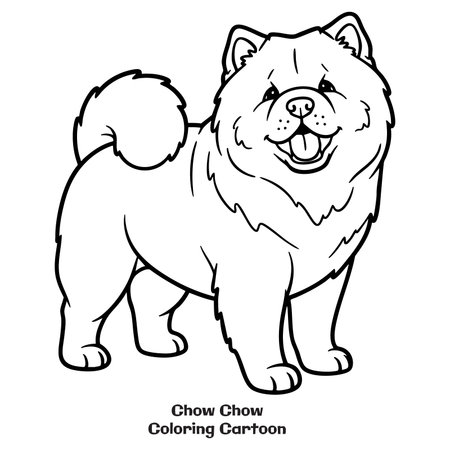 Cute cartoon chow chow dog. Coloring book for children.のイラスト素材