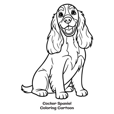 Cocker Spaniel. Coloring book for children. vector illustrationのイラスト素材
