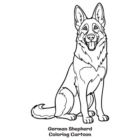 German shepherd dog. Coloring book for children. Vector illustration.のイラスト素材