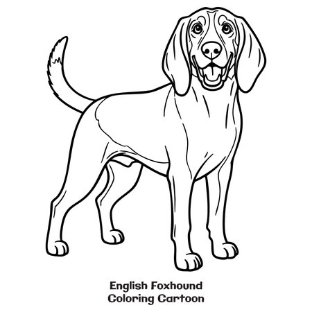 Vector illustration of a dog breed English Foxhound. Coloring book for children.のイラスト素材