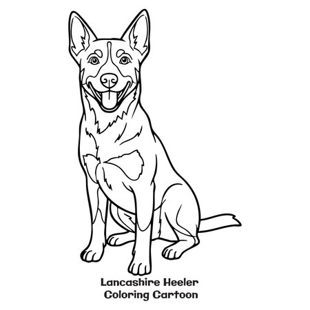 Cartoon Illustration of Lancashire Heeler Dog for Coloring Book or Pageのイラスト素材