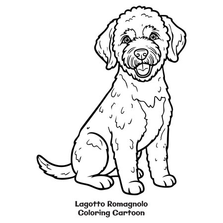 Lagotto Romagnolo dog coloring page. Vector illustration for coloring book.のイラスト素材