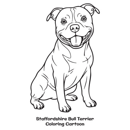 Staffordshire Bull Terrier. Coloring book. Vector illustration.のイラスト素材
