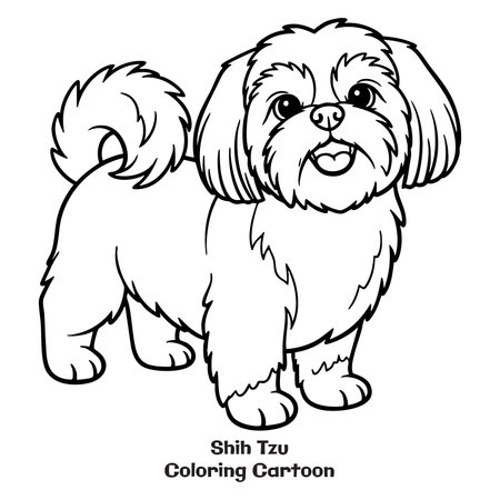 Cute shih tzu dog. Coloring book for childrenのイラスト素材