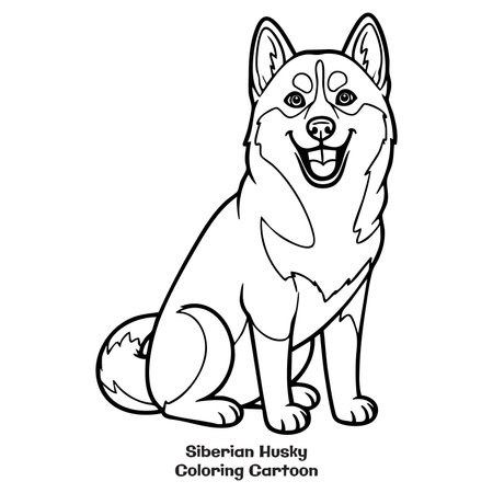 Siberian Husky. Coloring book for children. vector illustrationのイラスト素材