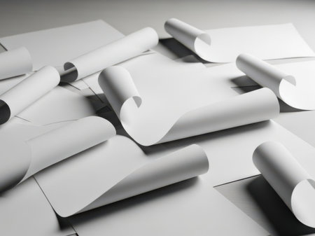 Blank sheets of paper on the table. 3d illustration.の素材