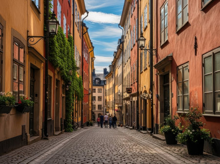 Street view of Gamla Stan in Stockholm, Swedenの素材