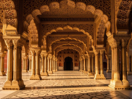 Interior of the Alhambra palace in Granada, Spainの素材