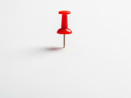 Red pushpin isolated on white background with copy space for your textの素材