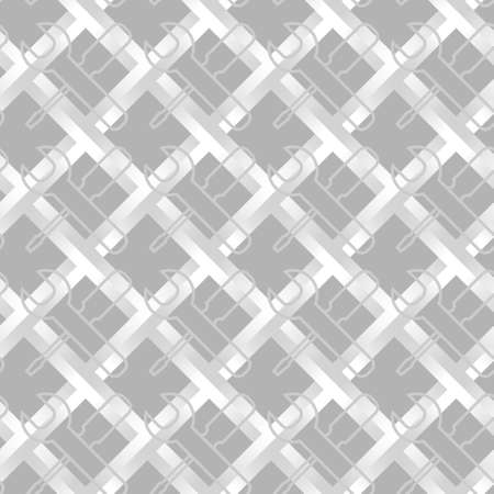 seamless vector background with set of technical tools, screwdriver and wrench on gray plaid backgroundのイラスト素材