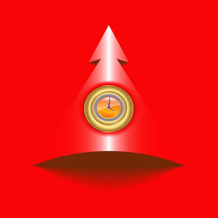 Vector illustration of sign, labels in the form of a circle with a clock face and an arrow pointing up direction,のイラスト素材