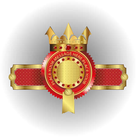vector illustration of a logo of a Golden crown, a halo sign, an emblem in the form of a Golden frame with place for textのイラスト素材