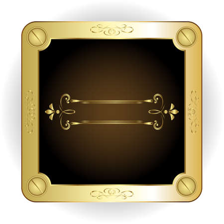 vector illustration of a square frame with a gold rim and place for textのイラスト素材