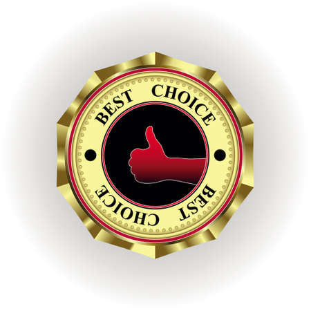 vector illustration of trademark symbol with a gold rim and a hand silhouette and place for textのイラスト素材