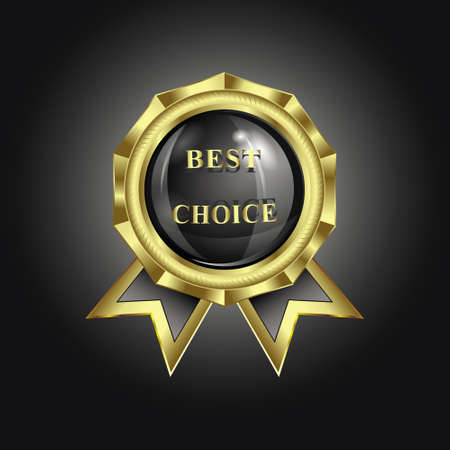 illustration of  trademark symbol with a shiny black background inside and a place for text, gold rim tapeのイラスト素材