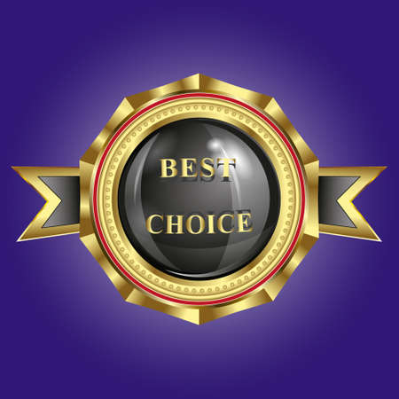 illustration of  trademark symbol with a shiny black background inside and a place for text, gold rim tapeのイラスト素材