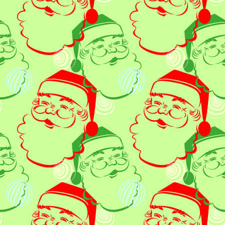 Seamless vector background with silhouettes of funny Santa Clausのイラスト素材