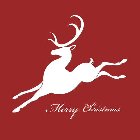 vector illustration of silhouette of Christmas deer who quickly runsのイラスト素材