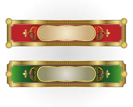 two frames of red and green with a gold rim and place for textのイラスト素材