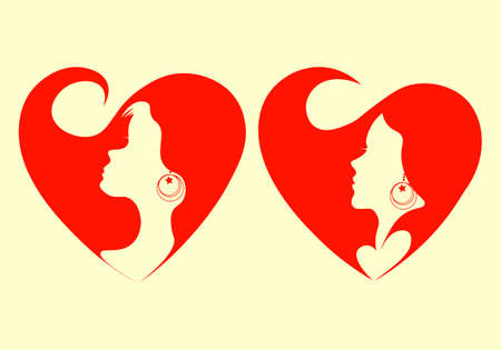 Silhouette face of a beautiful girlのイラスト素材