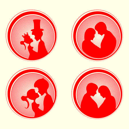 silhouette of  guy with  girlのイラスト素材