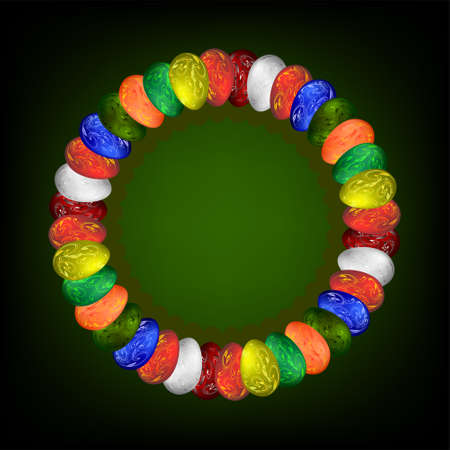 dark design with round frame of Easter eggs