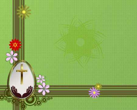 bright green design with Easter eggのイラスト素材