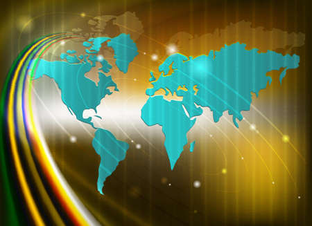 Abstract yellow background with silhouettes of the continents, there is a place for text.のイラスト素材