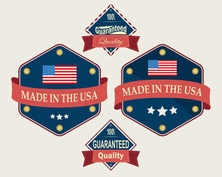 blue icon with USA flag setのイラスト素材