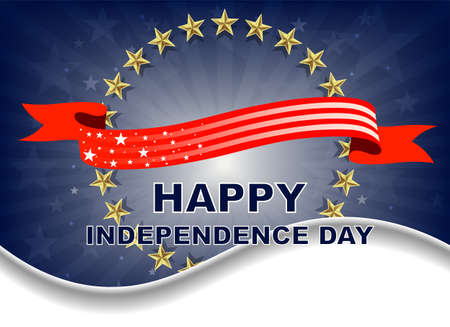 blue background with rays and Golden starsのイラスト素材