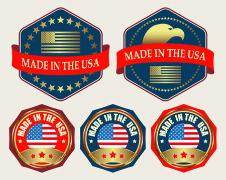 emblem with US flagのイラスト素材
