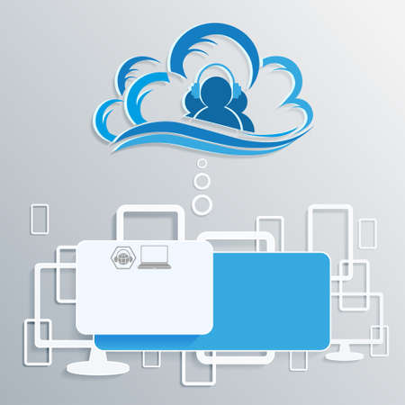 a computer cloud with a wireless communication network for the Internetのイラスト素材