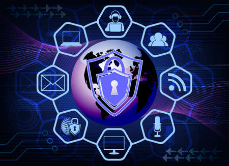 dark blue background with the symbols of the Internetのイラスト素材
