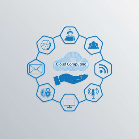 the computer cloud sign blue colorのイラスト素材